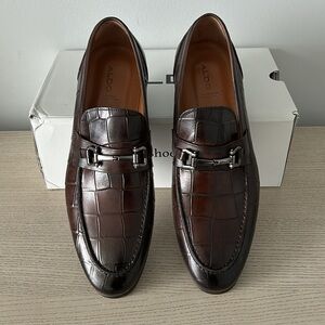 Aldo Men Loafers / Dress Shoes Premium Leather New with box Dark Brown